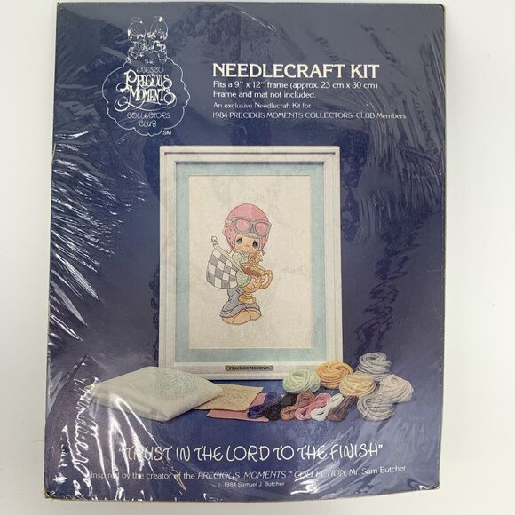 Precious Moments Trust in the Lord to the Finish - Needlecraft kit 1984 NEW Race - Picture 1 of 6